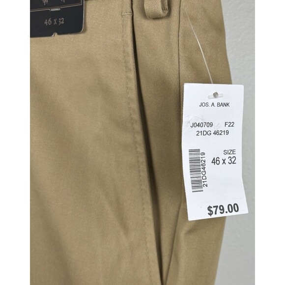 NWT Jos. A. Bank 46x32 Khaki Tan Cotton Reserve Tailored Fit Chino Mens Pants - Picture 4 of 5